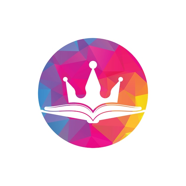 King Book vector logo template design Vector book and crown logo concept