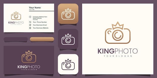 King camera logo design, sjabloon vectorillustratie