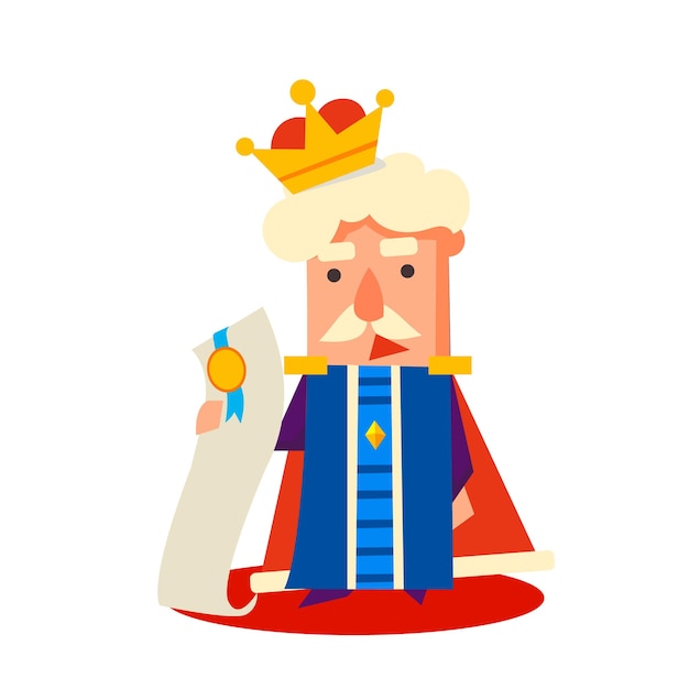 Vector king cartoon character, emotion vector illustration set