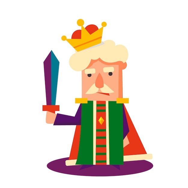 Персонаж мультфильма "Король", набор векторных иллюстраций эмоций