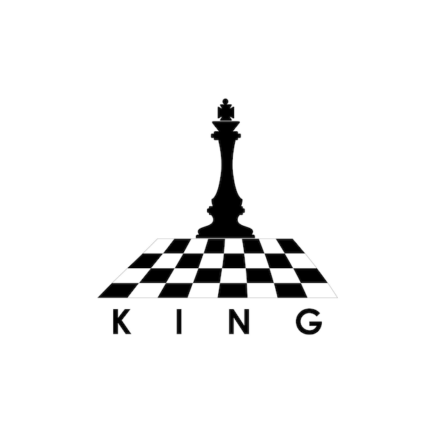 king chess piece with checkerboard logo design