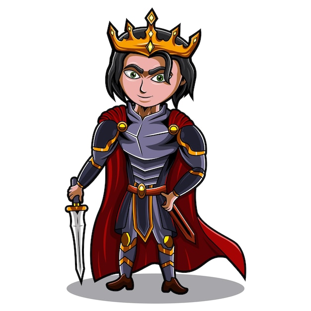 Vector king chibi mascot logo design