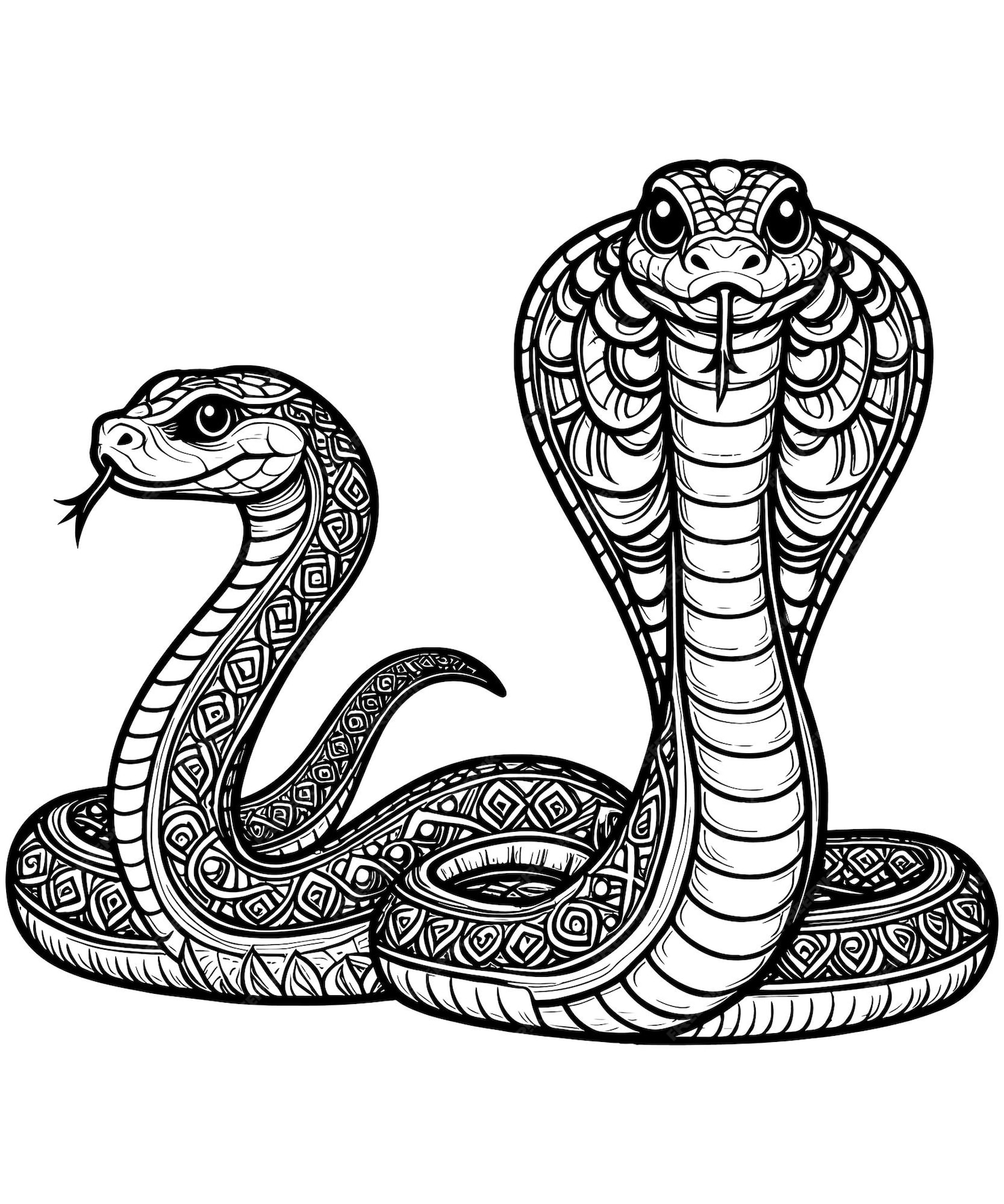 Premium Vector King cobra coloring page vector carton illustration
