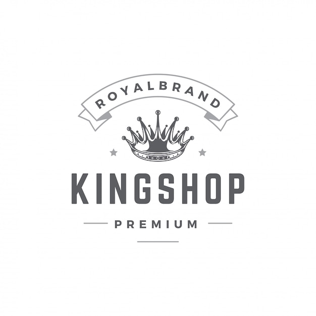 Король корона эмблема шаблон с типографикой.