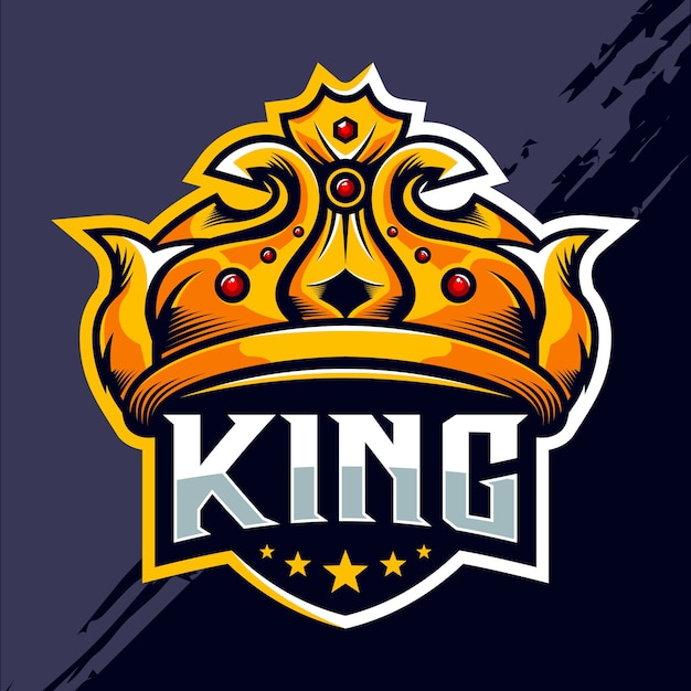 Vector king crown esport logo design