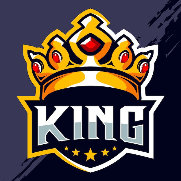 Vector king crown esport logo design