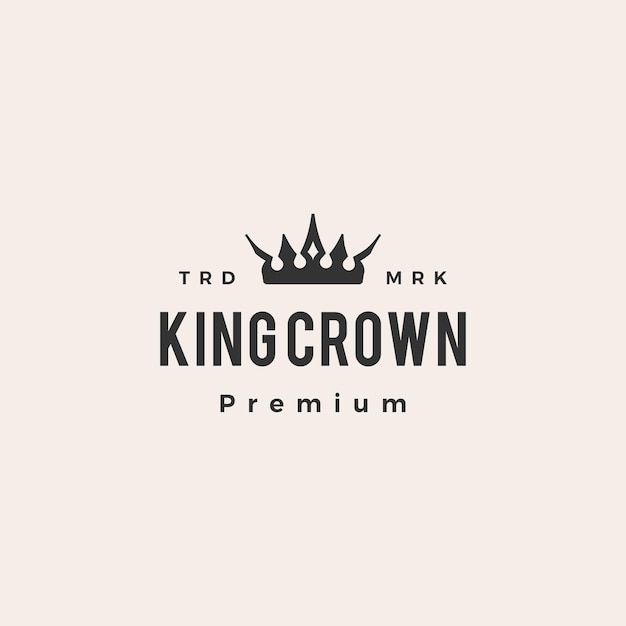 Vector king crown hipster vintage logo icon illustration