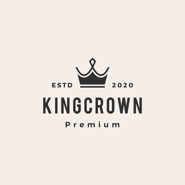 King crown hipster vintage logo icon