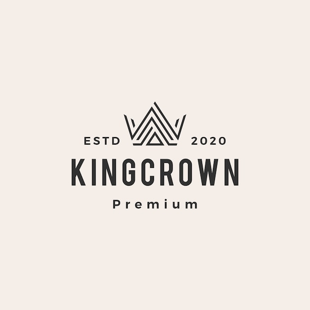 King crown hipster vintage logo pictogram illustratie