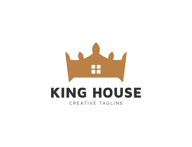 King crown-logo met illustratie van het huissymbool