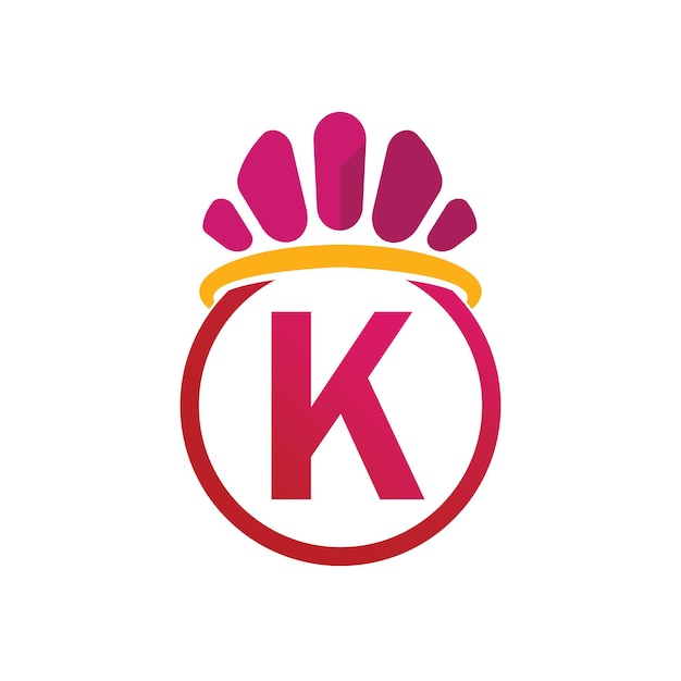 King crown logo-sjabloon met letter k-symbool