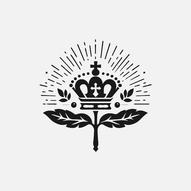 Vector king crown logo vector illustration black and white logo