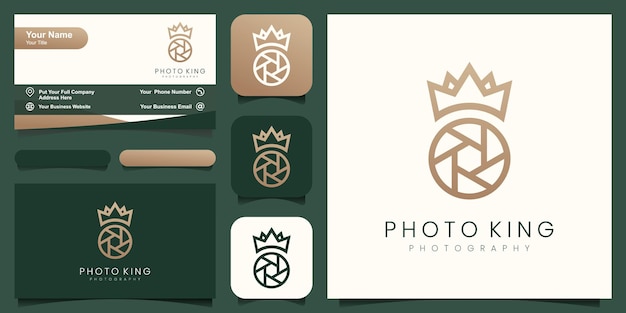King crown queen shutter lens aperture camera fotografie logo design vector
