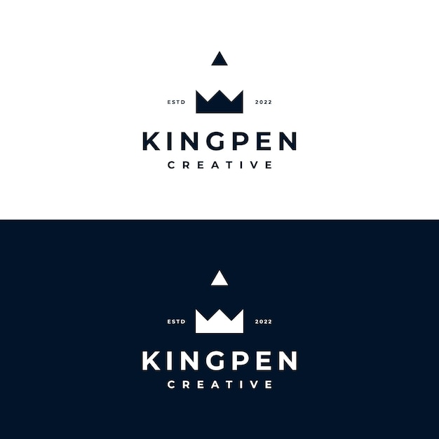 Vector king crown royal met potlood pen creative logo design inspiration
