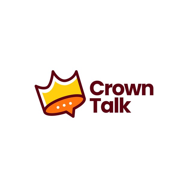 King crown talk chat bubble logo