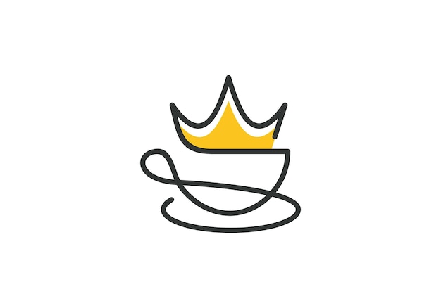 king cup logo design crown with coffee simple modern line symbol vector