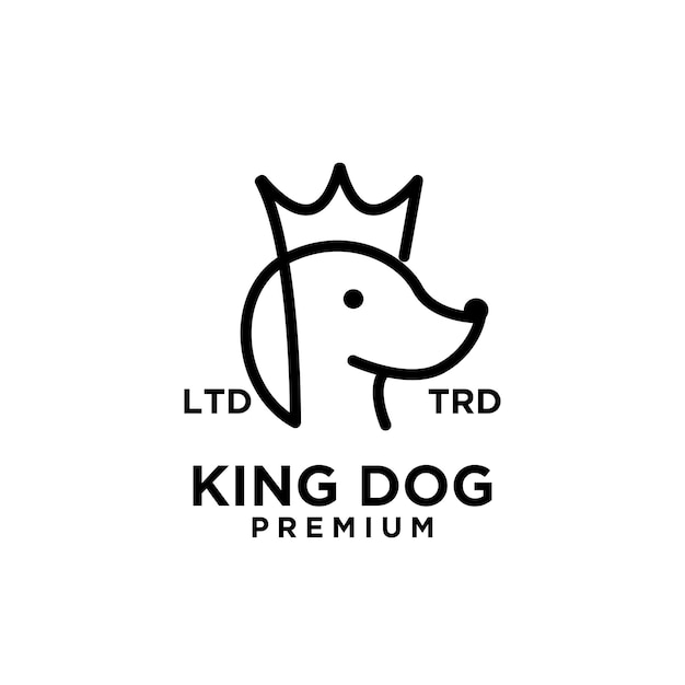 King Dog head line art vector logo design