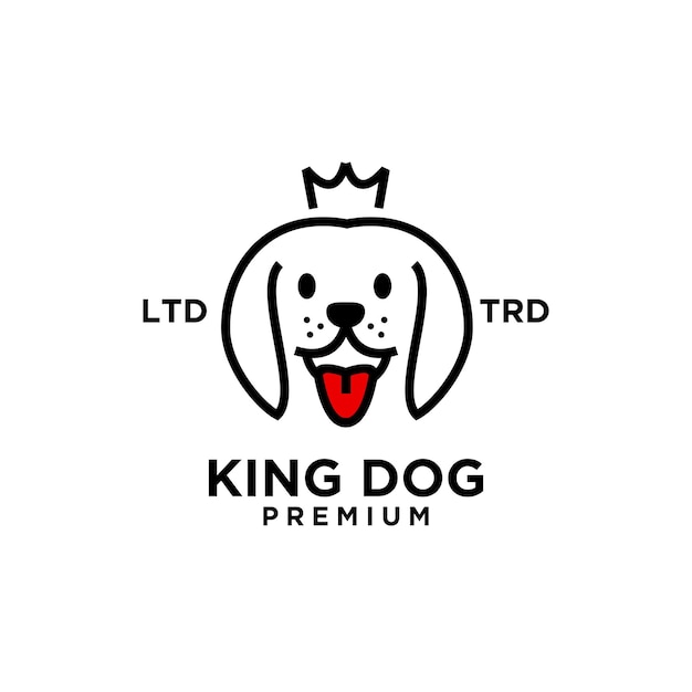 King Dog hoofd lijn kunst vector logo ontwerp