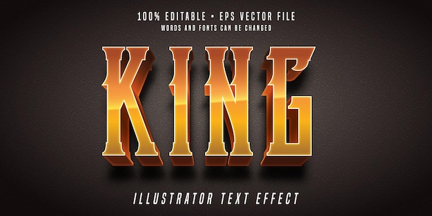 Stile del carattere 3d con effetto testo modificabile king