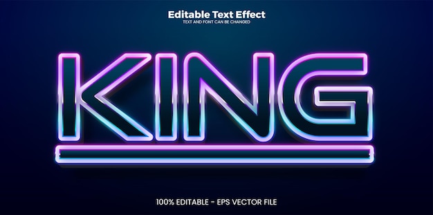 Effetto di testo modificabile king in stile di tendenza moderno