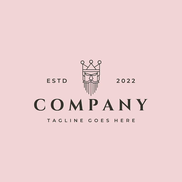 King face company line art logo vector symbol illustration design