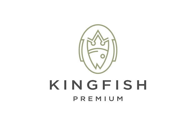 King fish line art style logo design template flat vector