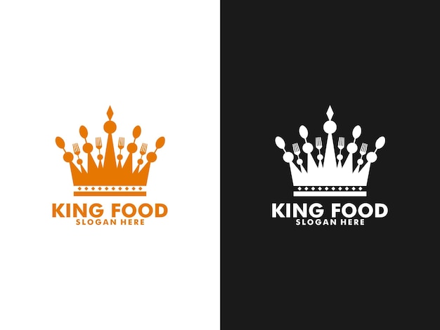 King Food Logo Crown food or Royal Food fork knife spoon Logo vector Design Illustration