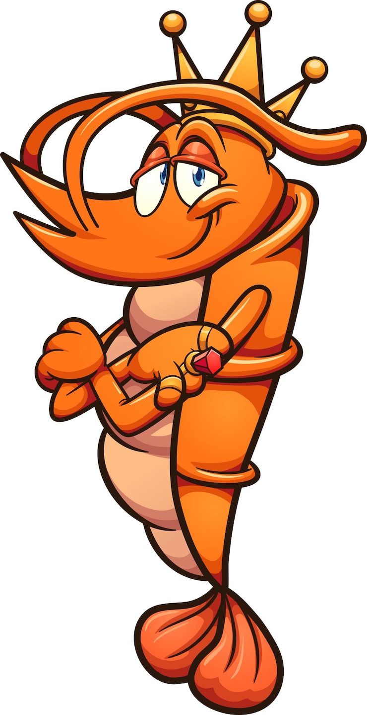 Vector king garnalen cartoon karakter illustratie