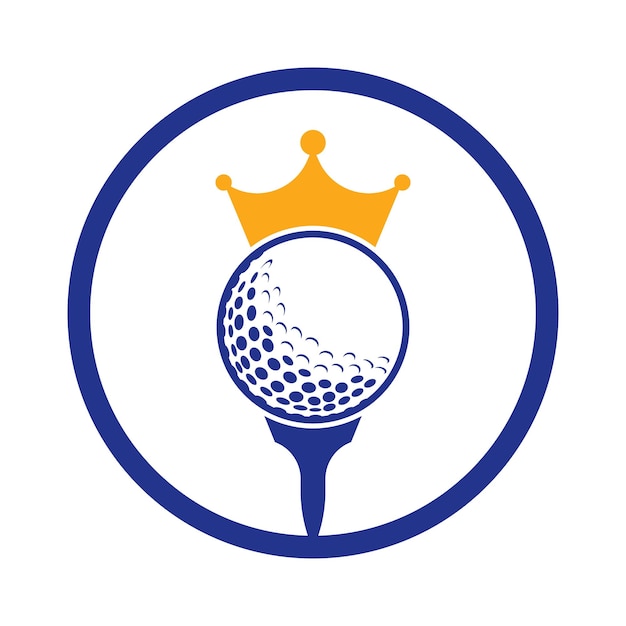 Дизайн векторного логотипа короля гольфа Мяч для гольфа с иконкой вектора короны