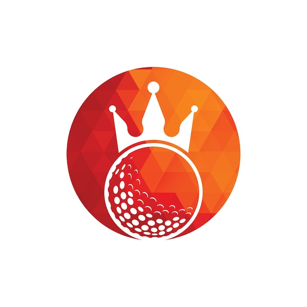 King golf vector logo design pallina da golf con icona vettore corona