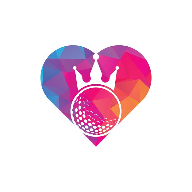 Дизайн векторного логотипа короля гольфа Мяч для гольфа с иконкой вектора короны