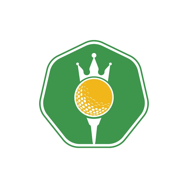 キング・ゴルフ・ベクトル・ロゴデザイン 冠のベクトルアイコン付きのゴルフボール