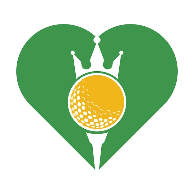 Design del logo vettoriale king golf pallina da golf con icona vettoriale corona