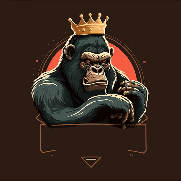 King gorilla with red eyes, esports mascot designs, gaming logo template, illustration