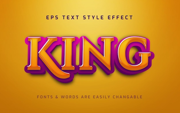 キングの歴史的な3d編集可能なテキストスタイル効果