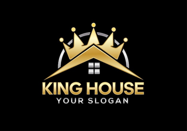 King house logo Crown with House concept design