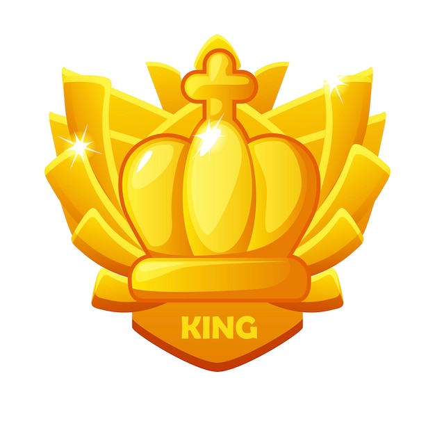 Vector king icon chess award symbol for chess strategy board game