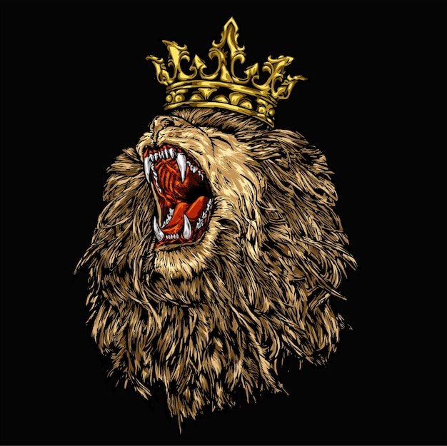 포스터 tshirt 인쇄 비즈니스 요소에 대한 검은 배경에 고립 정글의 왕