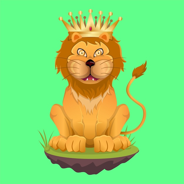 Vector the king of the jungle's cartoon mascot, the lion wearing a crown
