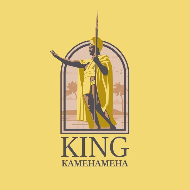 King kamehameha logo template flat design