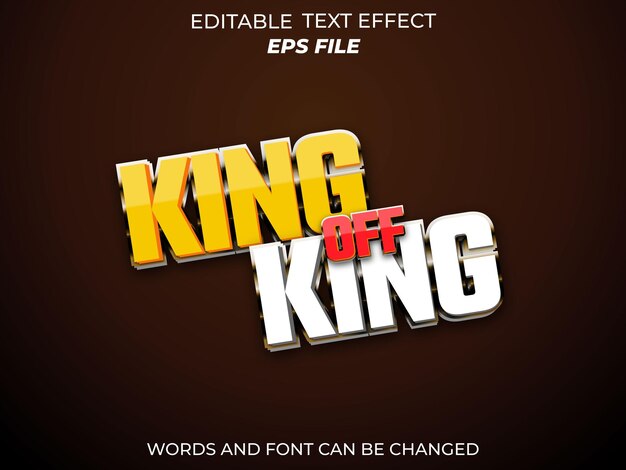 king of king text effect font editable typography 3d text vector template