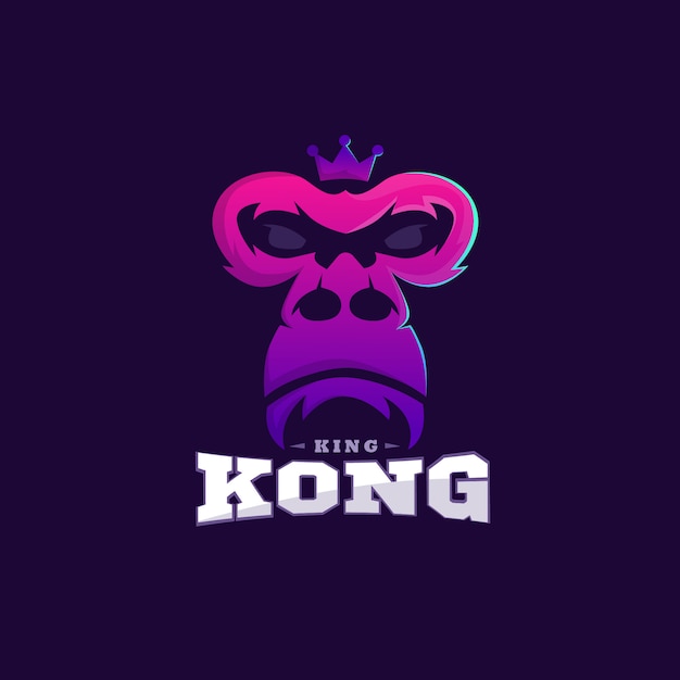 Modello di design del logo colorato king kong