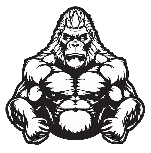 Vector king kong logo gorilla wilde aap icoon dier logo chimpansee sterke illustratie cartoon platte vector banner voor landing page website