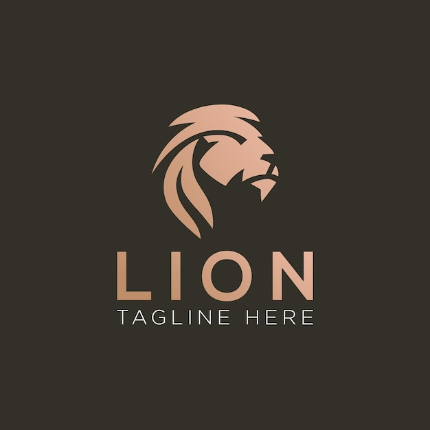 King Lion Head Logo, Lion Strong Logo Golden Royal Premium Elegant Design