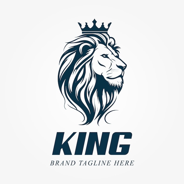 King lion vector minimal brand logotype