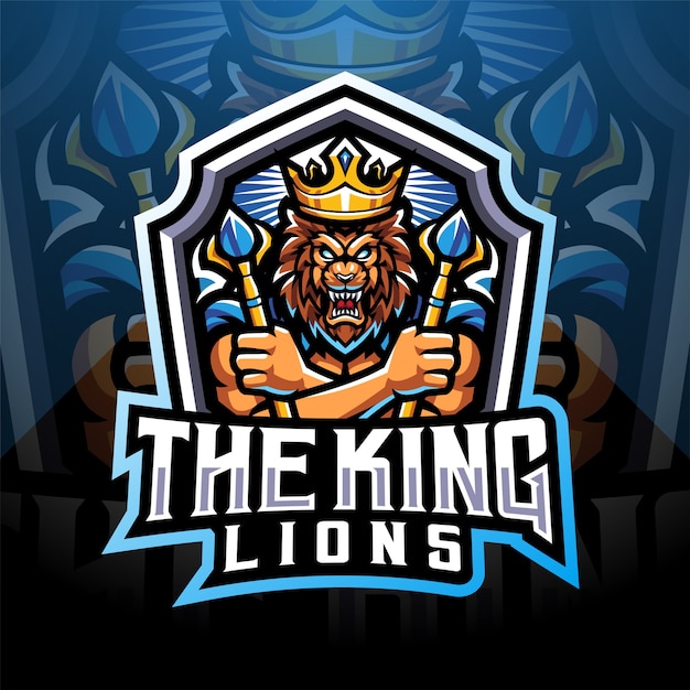 Il design del logo della mascotte dei re leoni esport