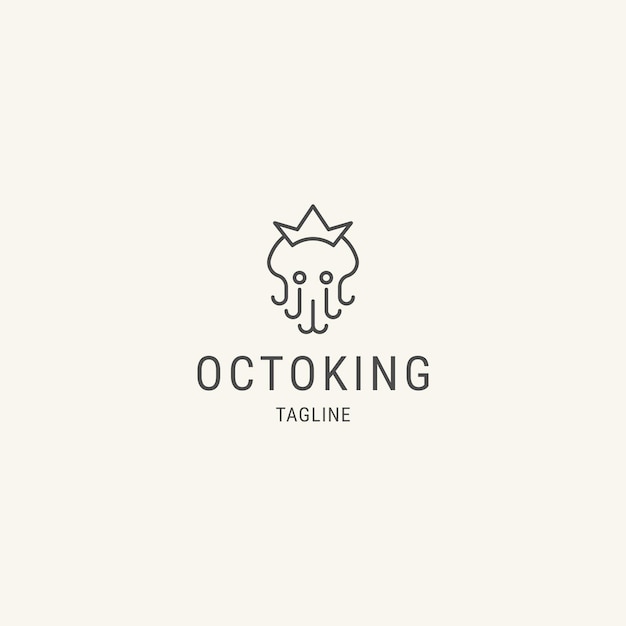Король осьминога дизайн логотипа с концепцией линейного искусства