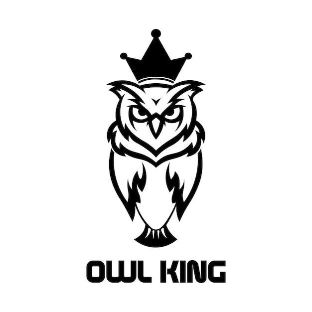 Векторный дизайн королевской совы с черно-белой цветовой темой для логотипа и значка
