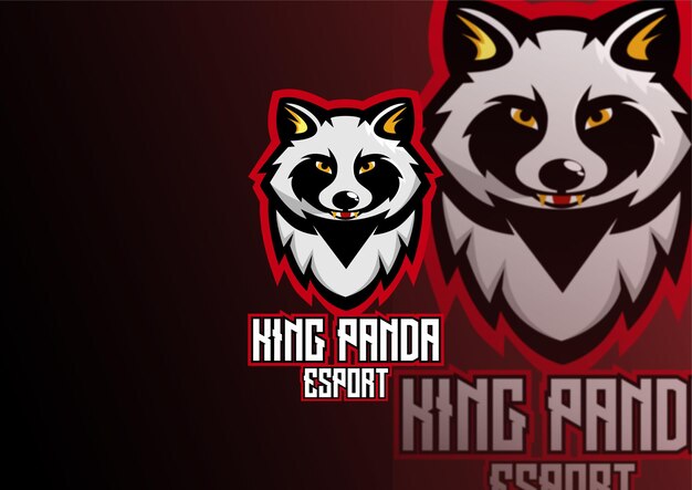 King panda logo esport design mascotte