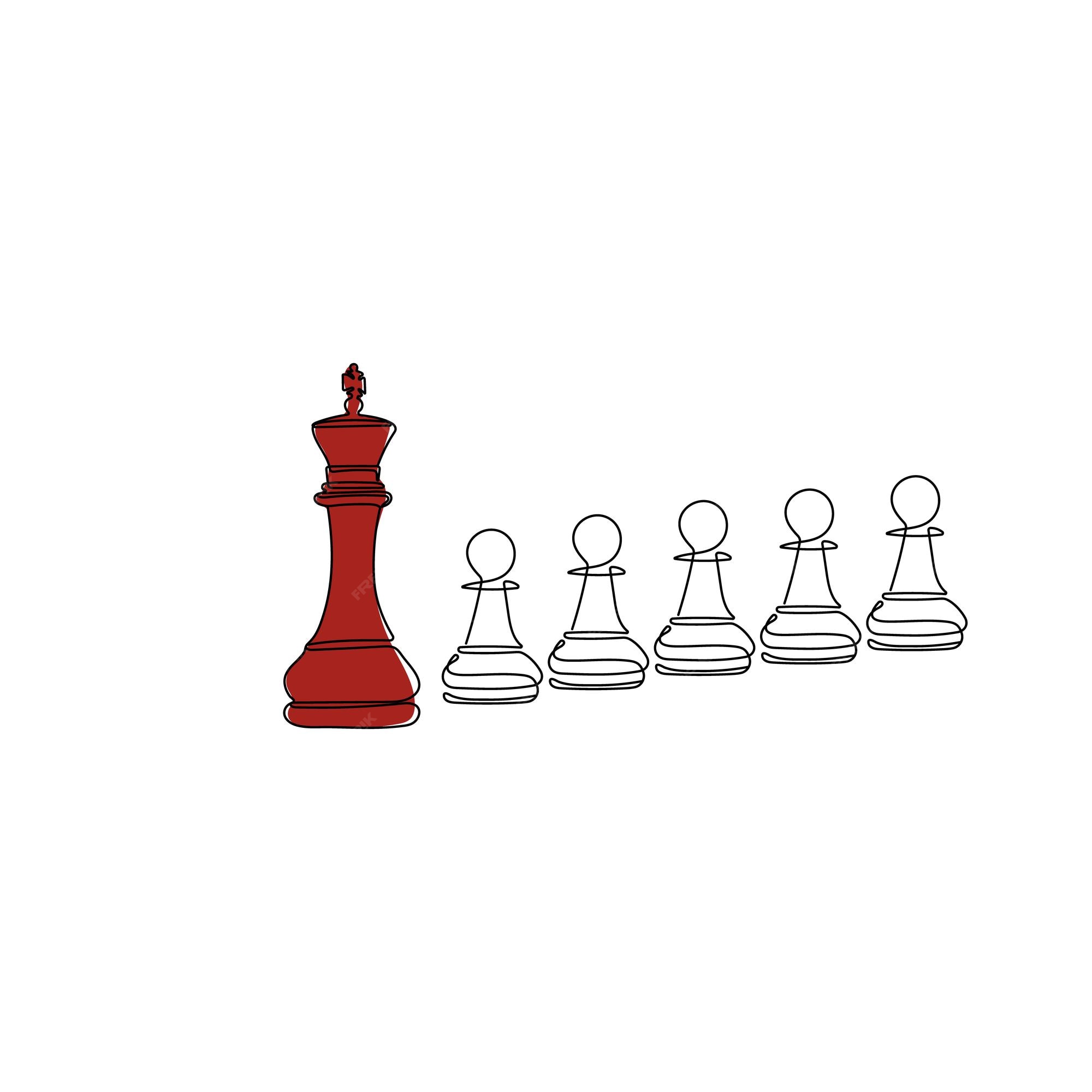 Chess pieces. King and pawns. Outline drawings Stock Vector Image